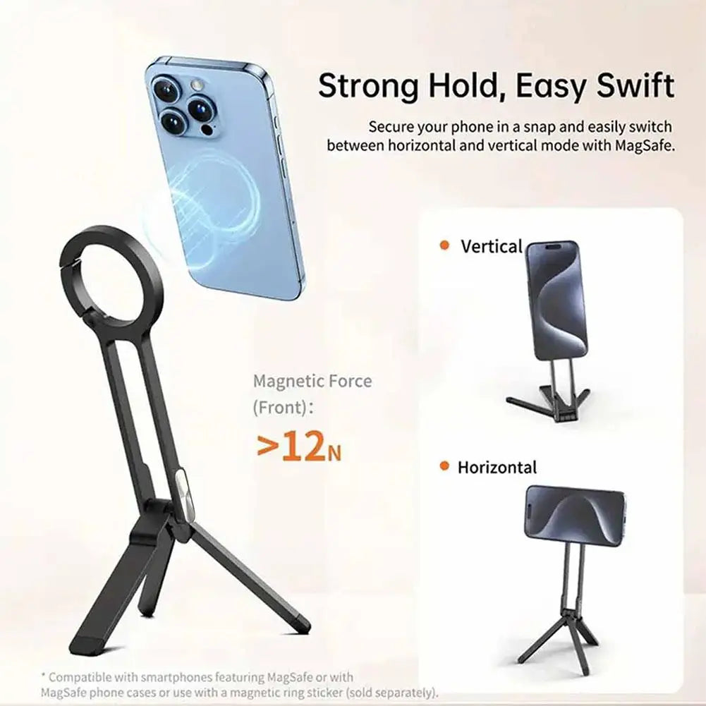 Alloy Phone Tripod Carabiner-Mounted for Iphone Portable Dual-Sided Magnetic Tripod Desk Mount Phone Handle Holder Vlog Video