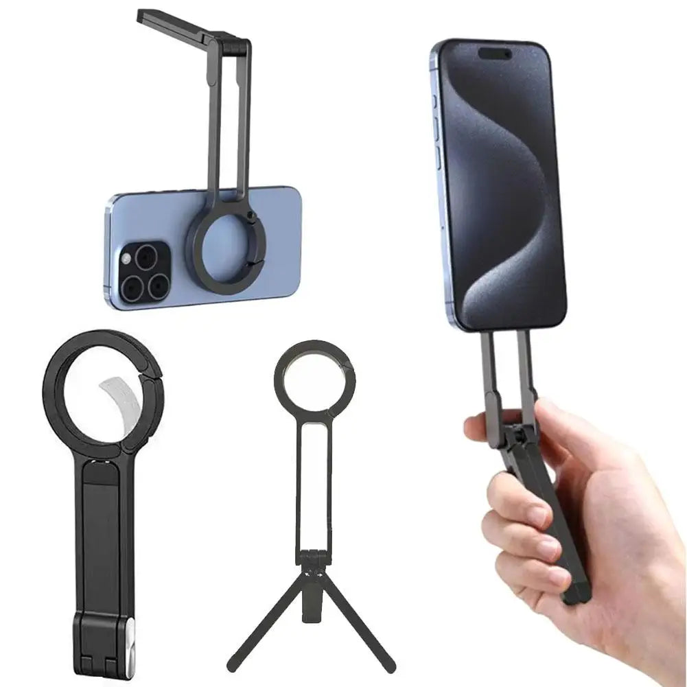 Alloy Phone Tripod Carabiner-Mounted for Iphone Portable Dual-Sided Magnetic Tripod Desk Mount Phone Handle Holder Vlog Video