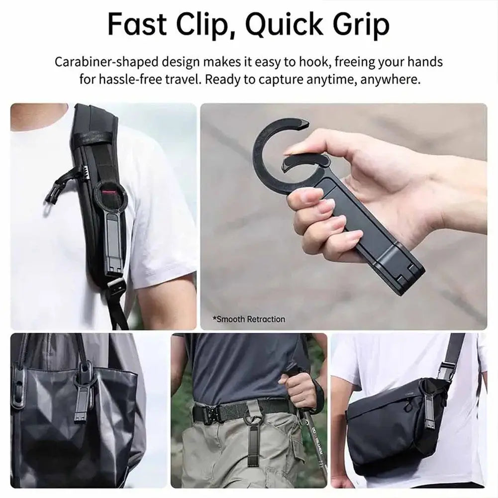 Alloy Phone Tripod Carabiner-Mounted for Iphone Portable Dual-Sided Magnetic Tripod Desk Mount Phone Handle Holder Vlog Video